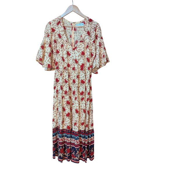 Faithfull the Brand by Anthropologie Maxi‎ Dress Floral V Neck Bohemian Size S - Picture 1 of 10